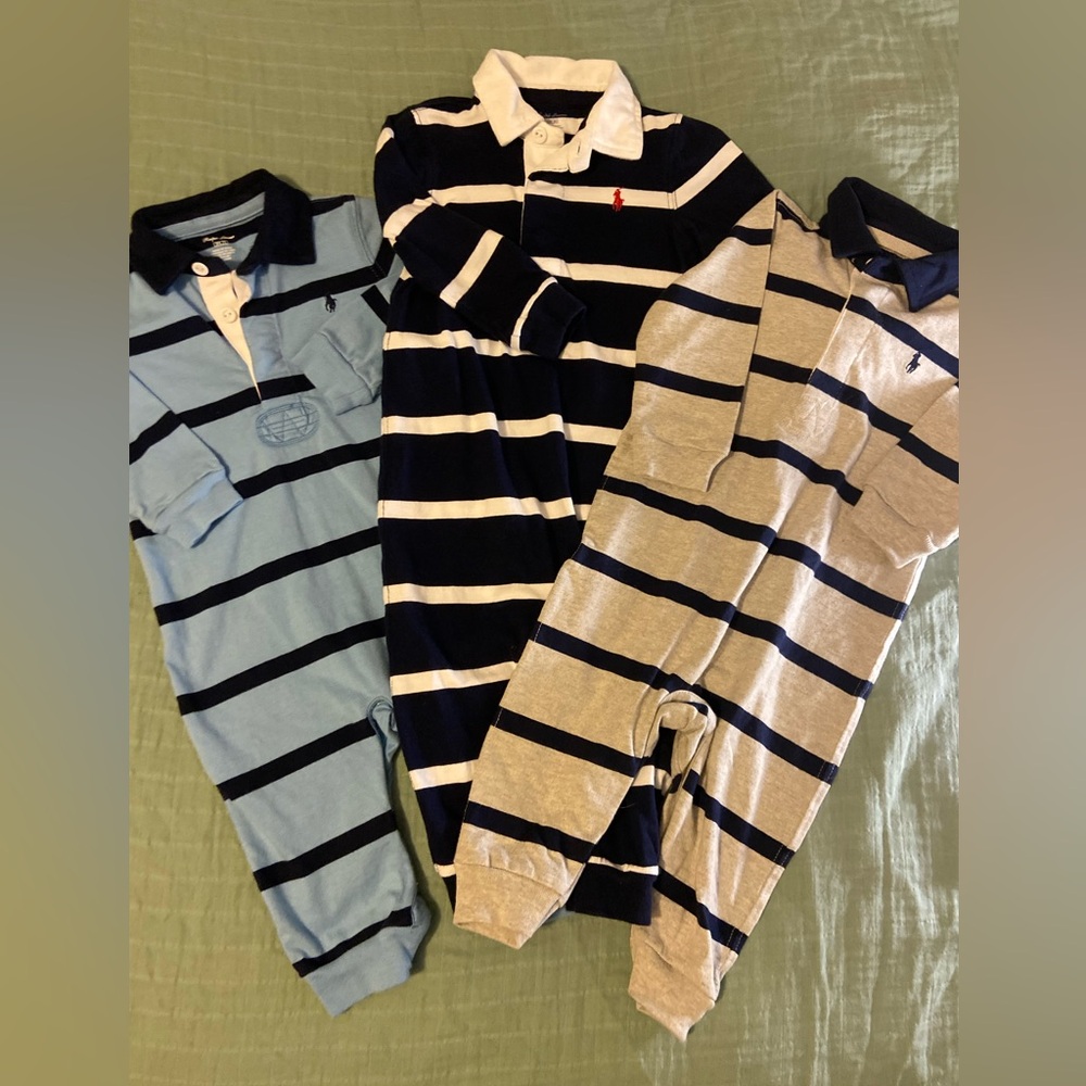 Set of 3 Ralph Lauren long sleeved rompers 9m and 12m